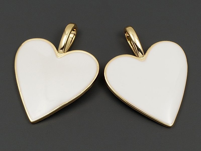 Подвеска "Белое сердце в золоте" 18x19x2мм