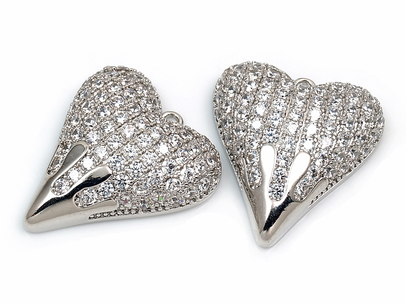 Подвеска "Большое сердце с серебряным кончиком"