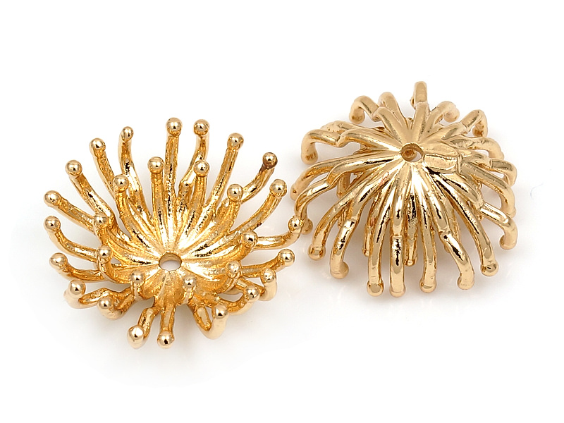 Шапочка для бусин "Золотой цветок с тычинками"