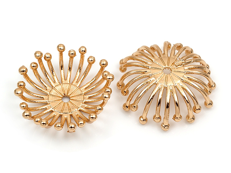 Шапочка для бусин "Золотой цветок с тычинками"