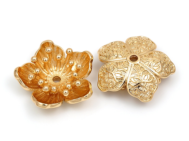 Шапочка для бусин "Золотой большой лютик"