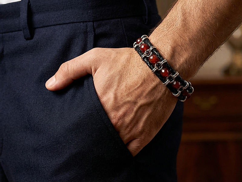 Набор материалов "Мужской браслет с сардониксом"