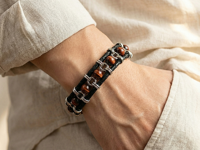 Набор материалов "Мужской браслет с бычьим глазом"