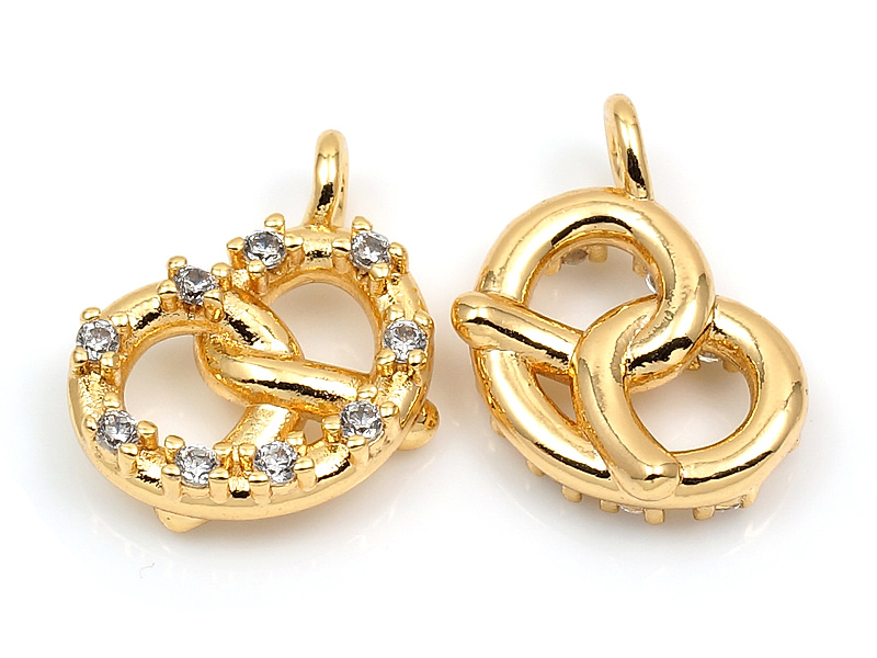 Подвеска "Золотой крендель с фианитами"