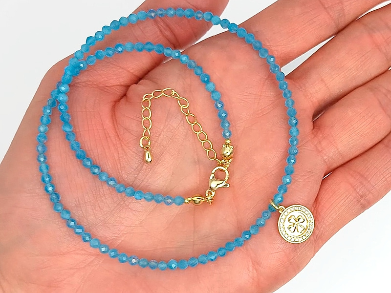 Набор материалов "Весенний голубой чокер с монеткой клевер"