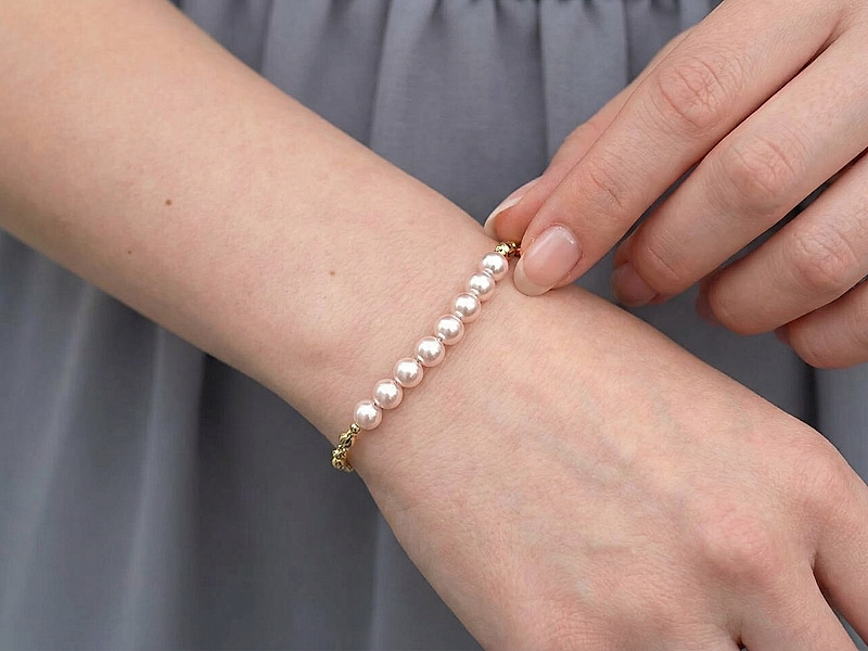 Набор материалов "Браслет с розовым жемчугом Майорка и цепочкой"