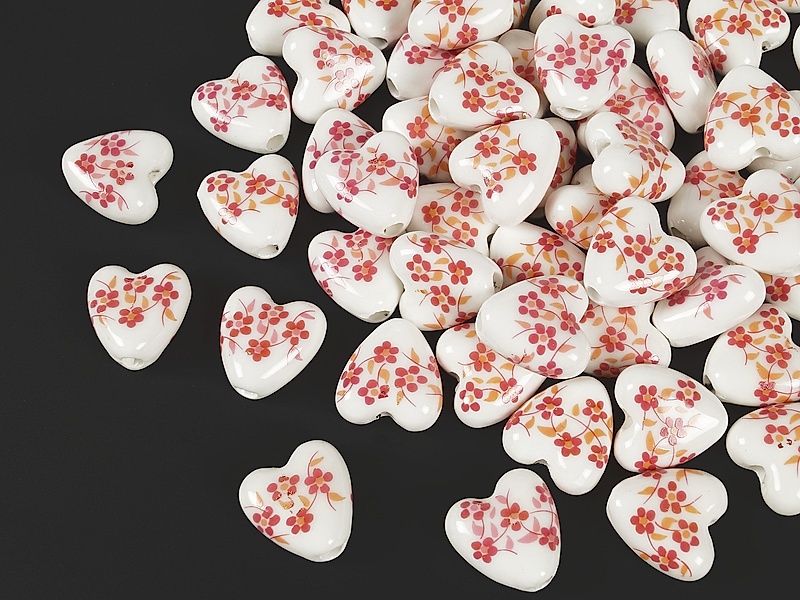 Фарфоровые бусины сердечки "Красно-рыжая цветочная гжель". Цвет - красный и рыжий на белом. Диаметр отверстия - 2.5 мм. Производитель - Китай. Размеры и вес бусин усреднены. Точнее замеряем по требованию.
 | Интернет-магазин товаров для рукоделия