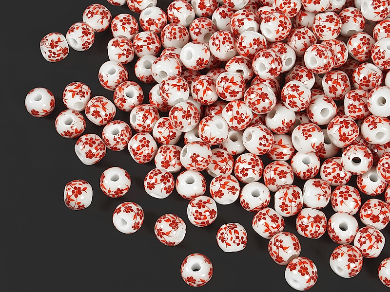 Фарфоровые круглые бусины "Бордовая цветочная гжель".  Цвет - бордовый на белом. Диаметр отверстия - 1.7 мм. Геометрия - земной шар. Производитель - Китай. Размеры и вес бусин усреднены. Точнее замеряем по требованию.&nbsp;
 | Интернет-магазин товаров для рукоделия