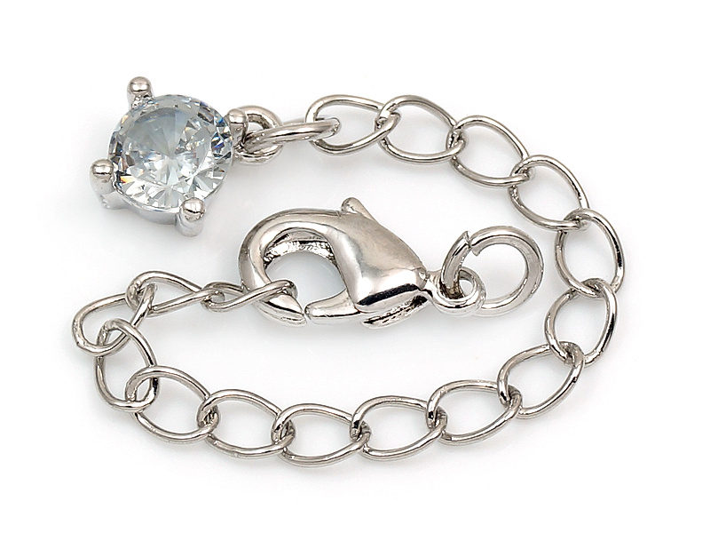 Замок карабин с удлинителем "Кристаллик в серебре" для создания бижутерии (украшений). Покрытие - родий. Вставки - ювелирный кристалл. Размеры замка - 10х5.5х2.5 мм. Диаметр подвесного колечка - 3 мм, колечко не замкнуто. Длина цепочки - 50 мм, пазмер звена - 4х3 мм. Размер подвески кристаллика  - 8х6.5х3.2 мм.  Цена указана за штуку.
 | Интернет-магазин товаров для рукоделия