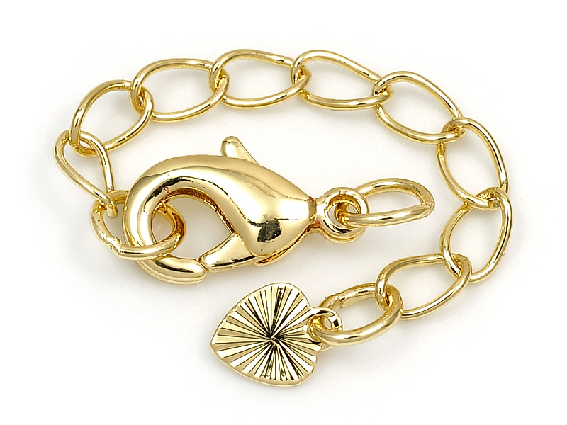 Замок карабин с удлинителем "Золотое рифленое сердечко" для создания бижутерии (украшений). Покрытие - золото 14к. Размер замка - 12х6х3 мм. Диаметр подвесного колечка - 4 мм, колечко замкнуто. Длина цепочки - 45 мм. Размер звена - 4.5х3 мм. Размер сердечка - 6х5х0.4 мм. Цена указана за штуку.
 | Интернет-магазин товаров для рукоделия