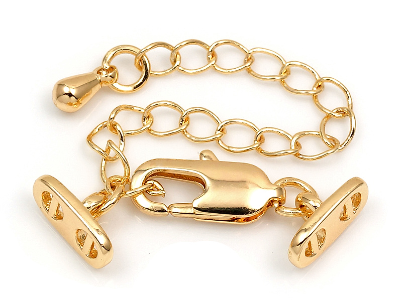 Двухрядный замочек карабин с удлинителем для создания бижутерии (украшений). Покрытие - золото 14К. Общая длина карабина с цепочкой - 70 мм. Размер карабина - 10х6х3 мм. Длина цепочки - 50 мм, размеры звена - 4х3 мм. Размеры концевиков - 9х4х1 мм, диаметр четырех отверстий для тросика - 2х1 мм. Размер подвески капли - 5х3 мм. Цена указана за штуку.
 | Интернет-магазин товаров для рукоделия
