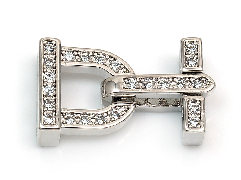 Двухрядный замочек "Серебряная арка" для создания бижутерии (украшений). Покрытие - золото 14К. Вставки - инкрустация фианитами. Размеры - 16х10х4 мм.  Размер арки - 10х10х4 мм, два отверстия в центре - 2х1.5 мм, два отверстия по краям - 1.5х1 мм. Размер ответной части -10х4х2 мм, четыре отверстия - 1.5х1 мм. Цена указана за штуку.
 | Интернет-магазин товаров для рукоделия