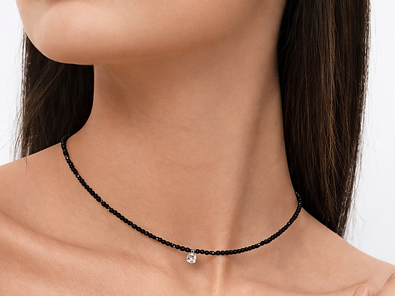 Набор материалов "Чокер  с черной шпинелью, турмалином"