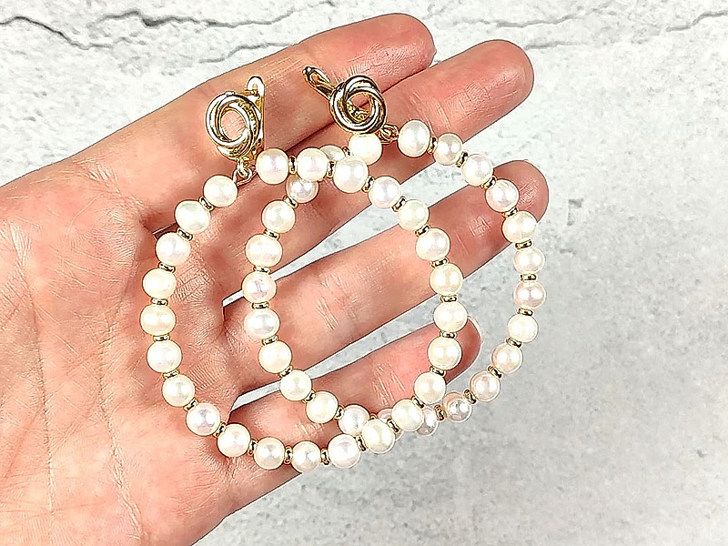 Набор материалов "Серьги  кольца с натуральным жемчугом"