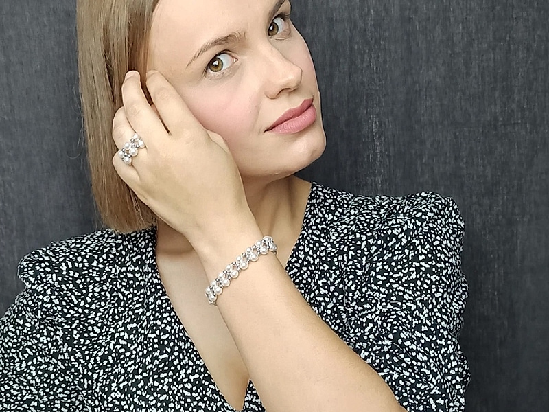 Набор материалов "Браслет и кольцо с жемчугом и гематитом"