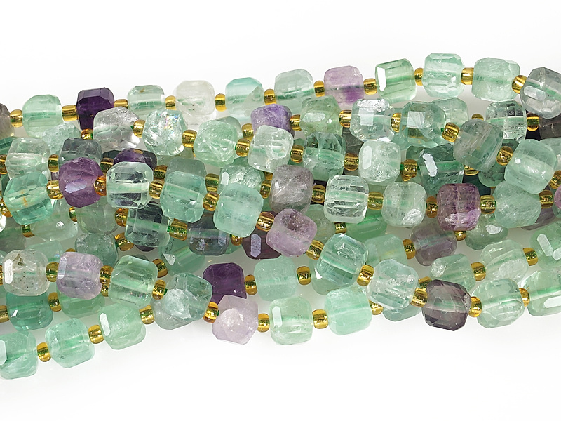 Граненые бусины кубики цветного флюорита