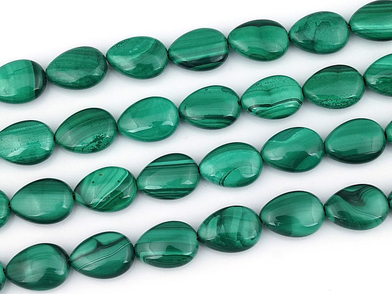 Бусины плоские капли малахита