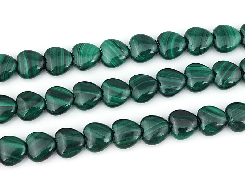 Бусины сердечки малахита