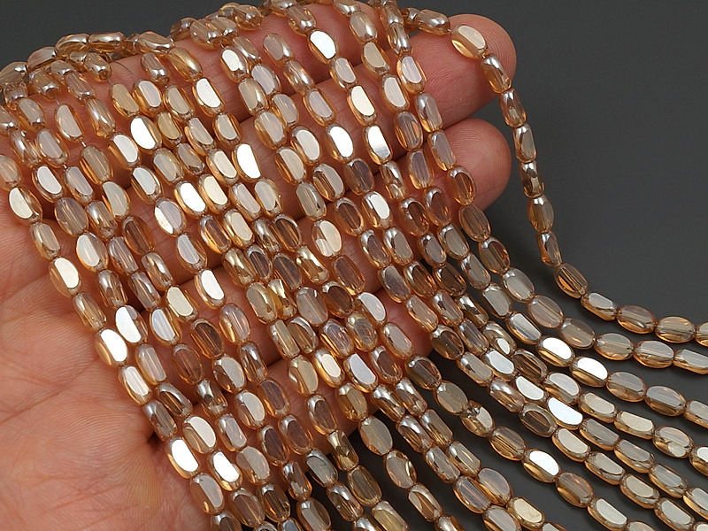 Граненые стеклянные бусины овалы прозрачный розовый 7x4x3мм