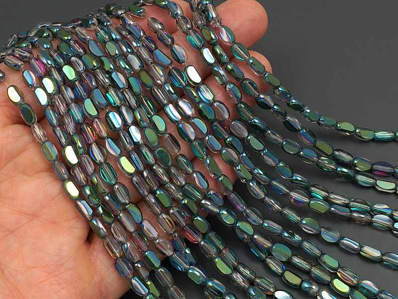 Граненые стеклянные бусины овалы радужный лабрадорит 7x4x3мм