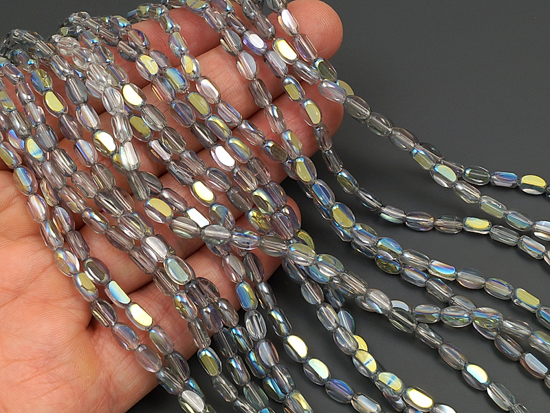 Граненые стеклянные бусины овалы радужный серый лабрадорит 7x4x3мм