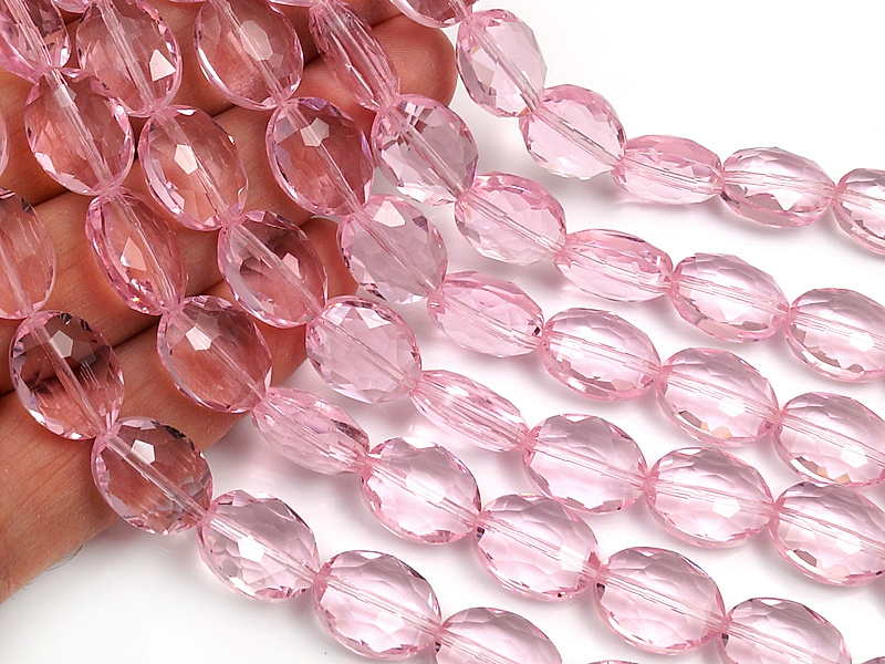 Граненые стеклянные бусины овалы розовый топаз