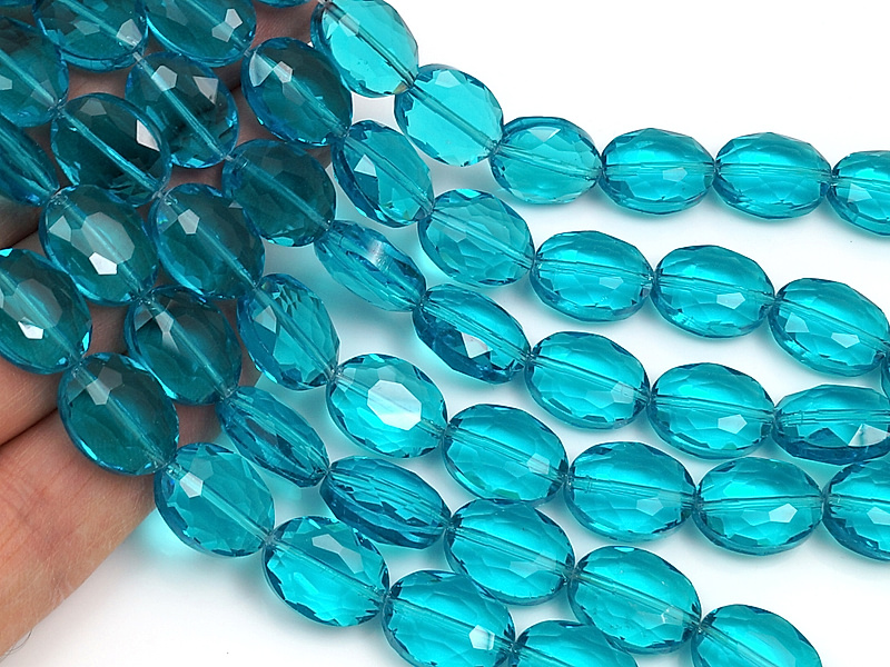 Граненые стеклянные бусины овалы синий апатит