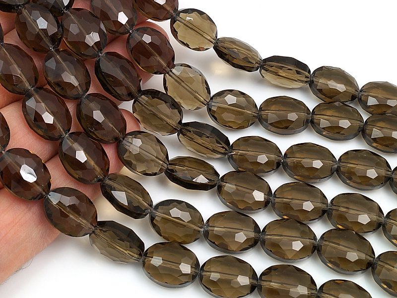Граненые стеклянные бусины овалы дымчатый кварц раухтопаз