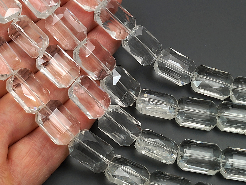 Граненые стеклянные бусины плоские прямоугольники горный хрусталь