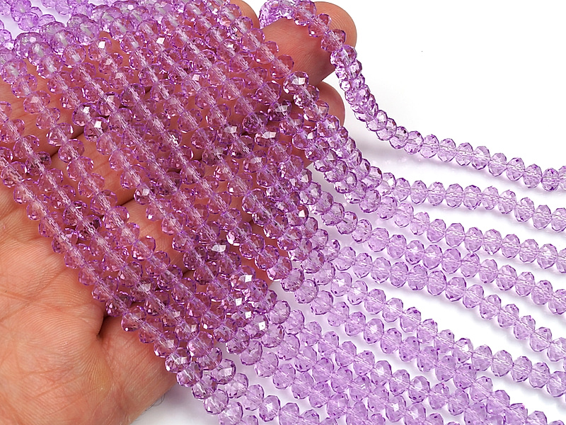 Граненые стеклянные бусины рондель "Лавандовый Аметист"