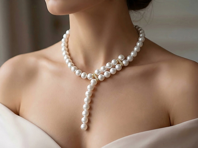 Набор материалов "Колье галстук Йоко Лондон с жемчугом майорка"