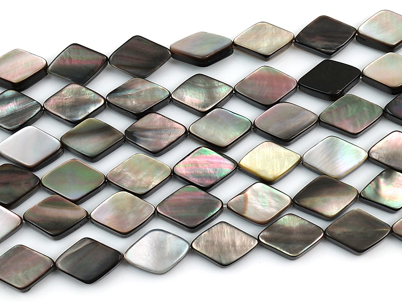 Бусины черного перламутра ромб.  Диаметр отверстия 0.8 мм. Размеры, вес, длина и количество бусин на нити указаны примерно. Точнее замеряем по требованию.
 | Интернет-магазин товаров для рукоделия