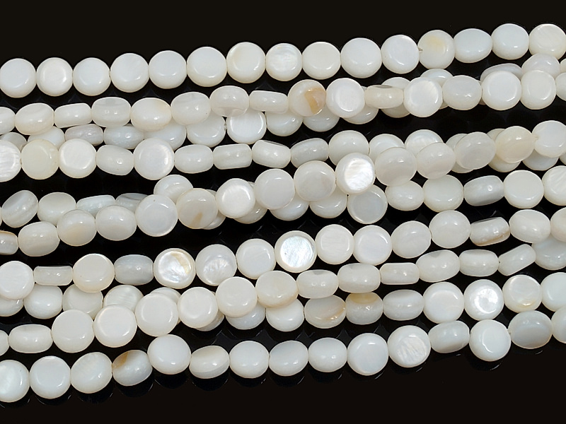Бусины таблетки, монетки белого перламутра