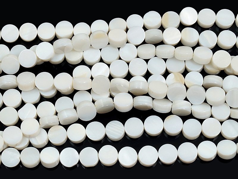 Бусины таблетки, монетки белого перламутра