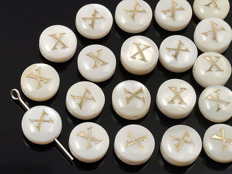 Бусина монетка "Буква X" из белого перламутра Диаметр отверстия 0.4 мм. Размеры и вес усреднены. Точнее замеряем по требованию.
 | Интернет-магазин товаров для рукоделия