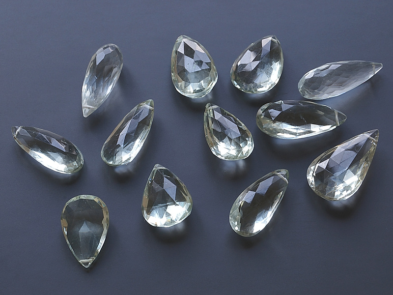 Граненые подвески капли зеленого кварца празиолита