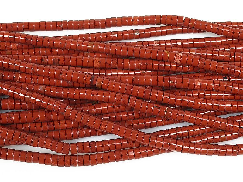 Бусины хейши красной яшмы 4x2мм