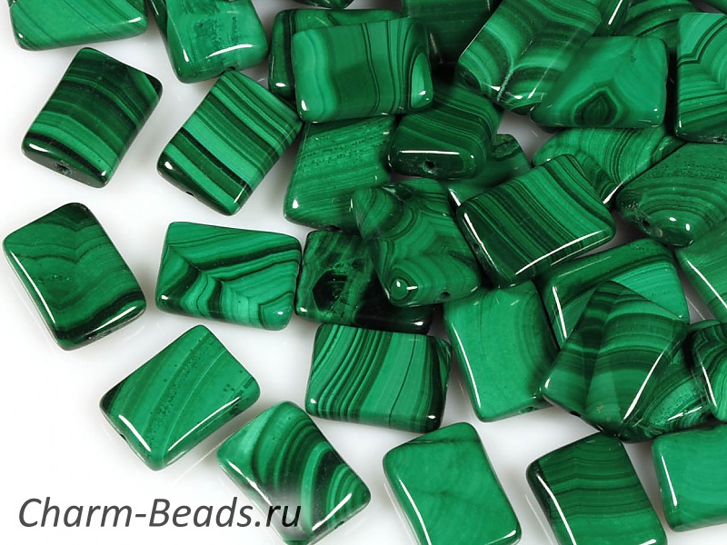 Бусины прямоугольники натурального малахита. Месторождение - Заир. Диаметр отверстия 1 мм. Цена указана за одну бусину.&nbsp;
 | Интернет-магазин товаров для рукоделия