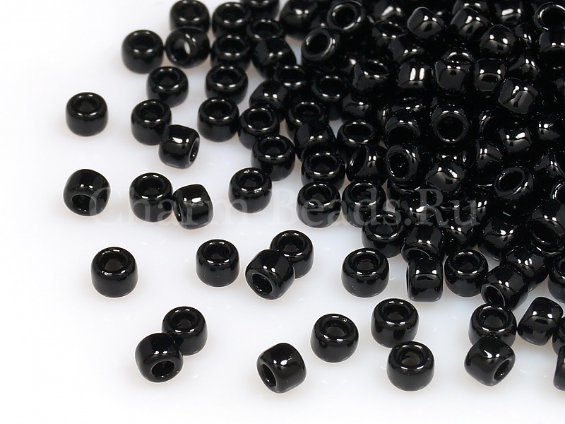 Бисер Toho, размер 8/0.  Цвет #49 (Непрозрачный, черный). Производитель - Япония. Цена указана за 10 грамм. | Интернет-магазин товаров для рукоделия