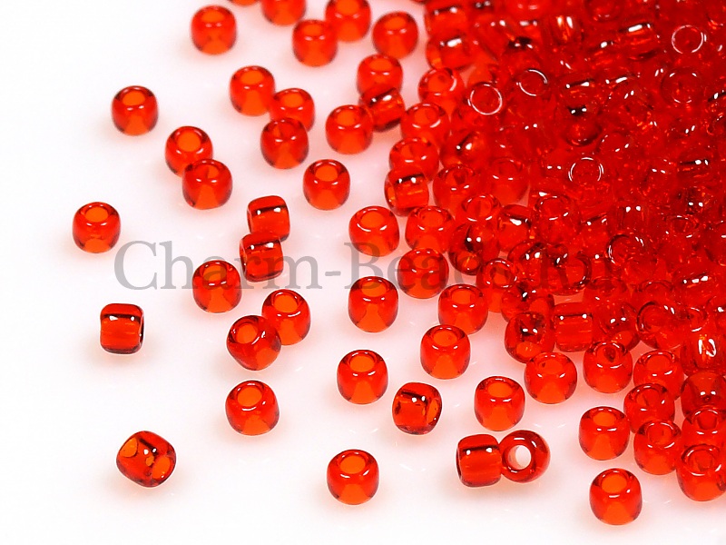 Бисер Toho, размер 11/0. Цвет #5B (Прозрачный, рубин). Цена указана за 10 грамм. Производитель - Япония. | Интернет-магазин товаров для рукоделия