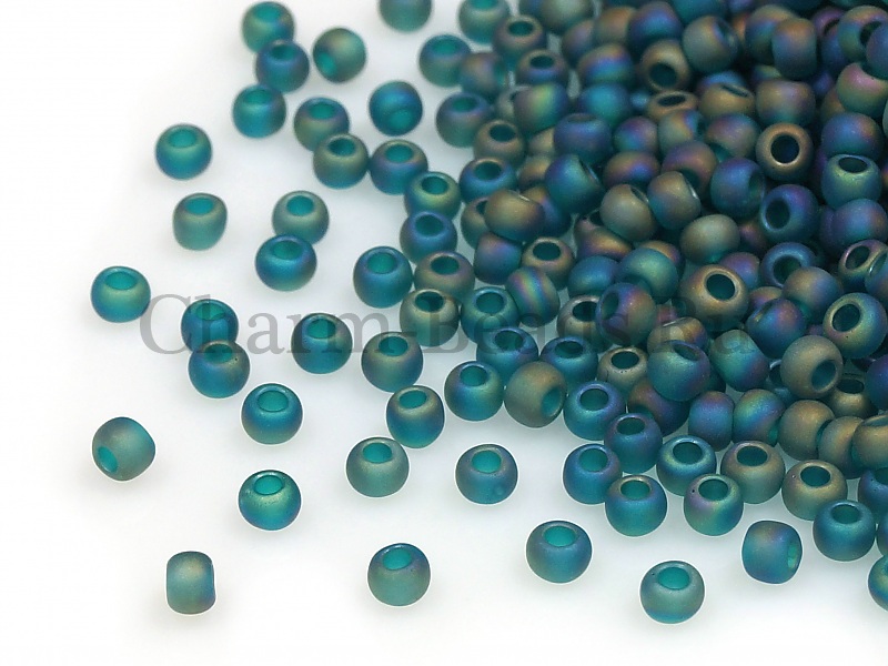 Бисер Toho, размер 11/0. Цвет #167BDF (Матовый прозрачный, радужный изумруд). Цена указана за 10 грамм. Производитель - Япония.  | Интернет-магазин товаров для рукоделия