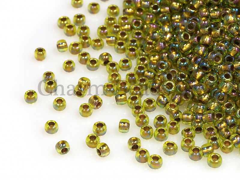 Бисер Toho, размер 11/0.  Цвет #996 (Внутренняя позолота , радужный перидот). Производитель - Япония. Цена указана за 10 грамм. | Интернет-магазин товаров для рукоделия