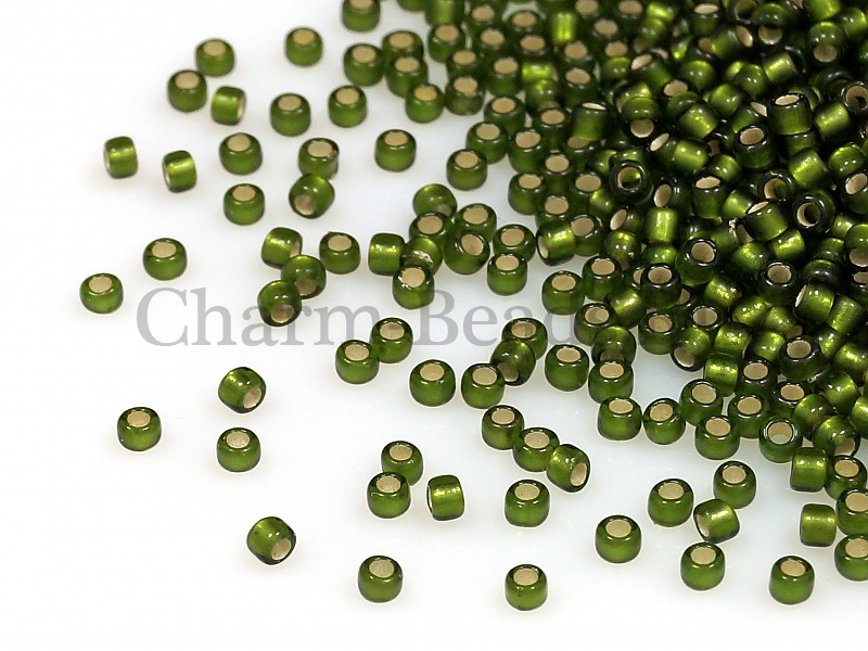 Бисер Toho, размер 15/0. Цвет #37F (внутреннее серебрение, матовый, оливковый).  Цена указана за 10 грамм. Производитель - Япония.  | Интернет-магазин товаров для рукоделия
