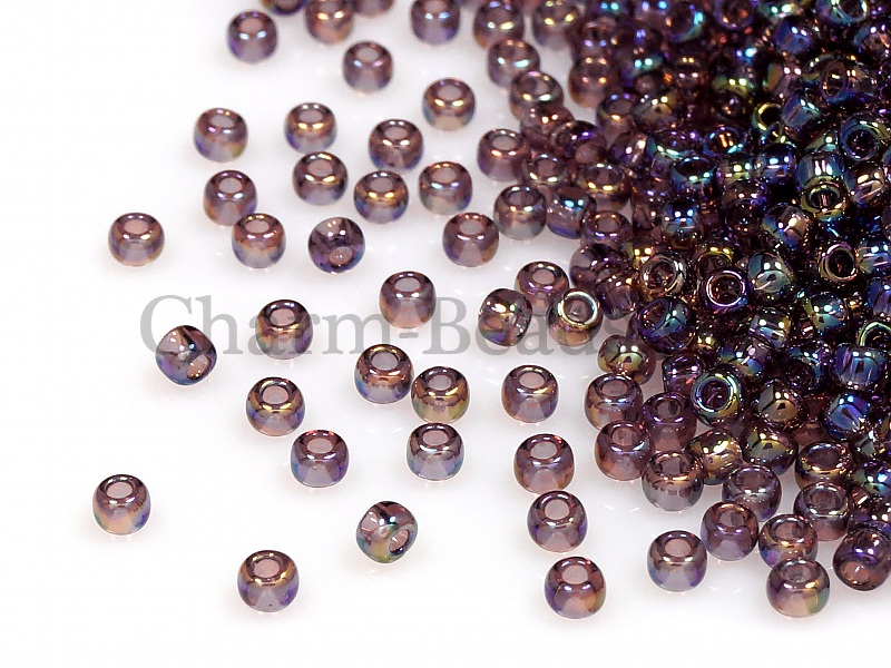 Бисер Toho, размер 8/0. Цвет #166C (радужный прозрачный, аметист). Цена указана за 10 грамм. Производитель - Япония.  | Интернет-магазин товаров для рукоделия