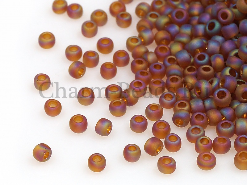 Бисер Toho, размер 8/0. Цвет #177F (Матовый радужный, дымчатый топаз). Цена указана за 10 грамм. Производитель - Япония. | Интернет-магазин товаров для рукоделия