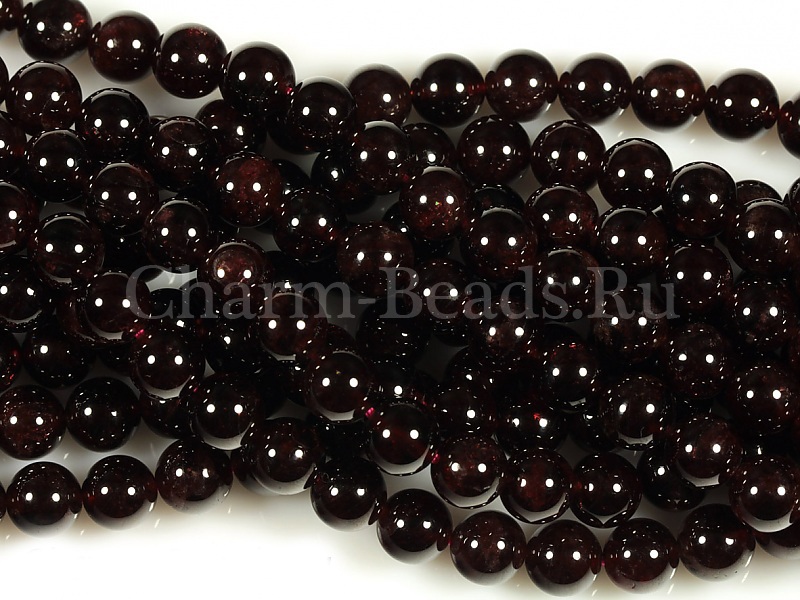 Бусины граната. Диаметр отверстия 1 мм. Цена указана за одну бусину. Небольшие структурные трещинке поверхности или шероховатости у отверстия.  | Интернет-магазин товаров для рукоделия