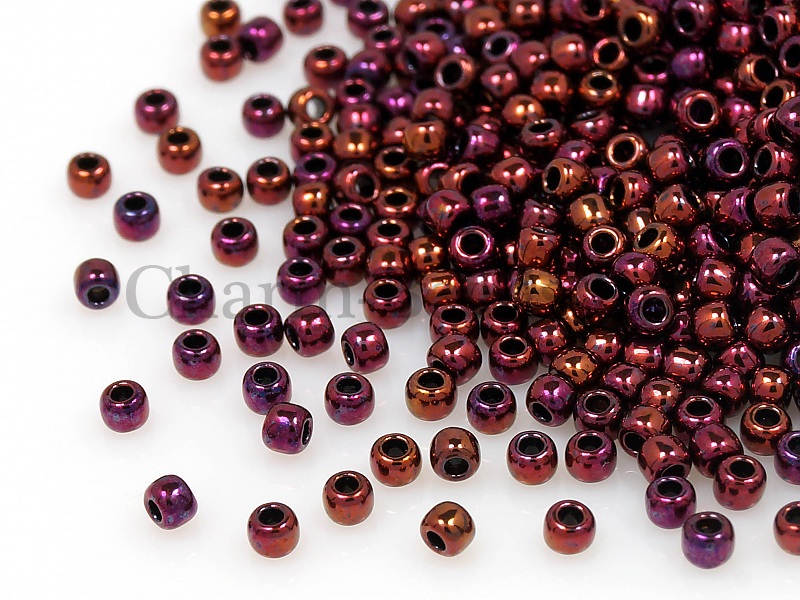 Бисер Toho, размер 11/0. Цвет #502 (металлизированный золотом, аметист). Цена указана за 10 грамм. Производитель - Япония. | Интернет-магазин товаров для рукоделия