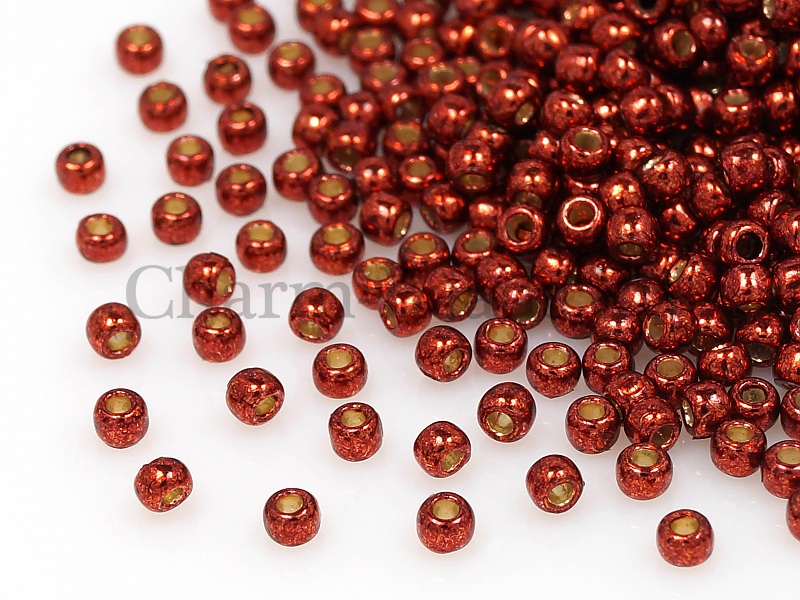 Бисер Toho, размер 11/0. Цвет #PF564 (Permanent Finish гальванизированный, красный кирпич). Цена указана за 10 грамм. Производитель - Япония. | Интернет-магазин товаров для рукоделия