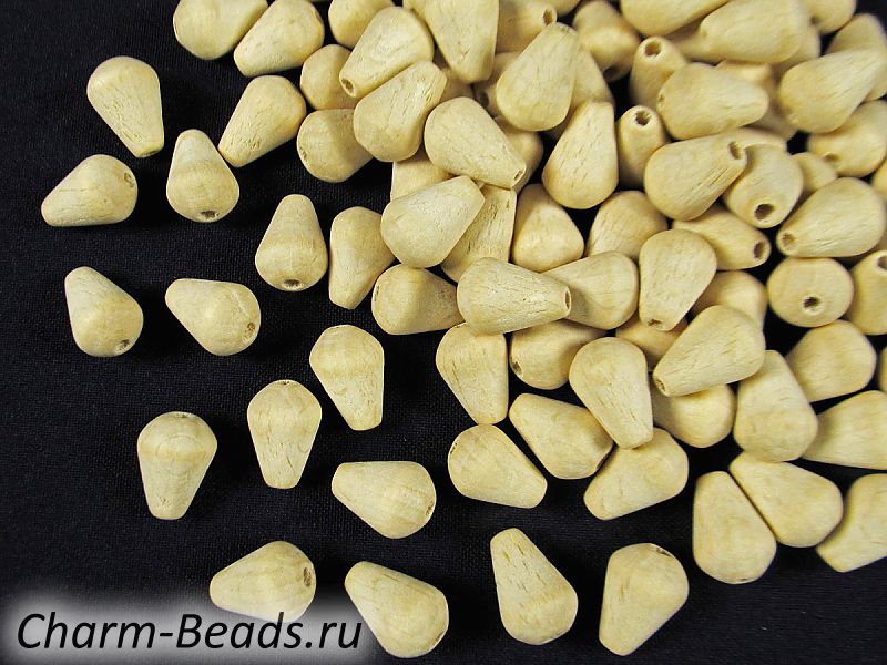 Бусины из дерева (бук), капля.  Диаметр отверстия 3 мм. Цена указана за одну бусину. | Интернет-магазин товаров для рукоделия