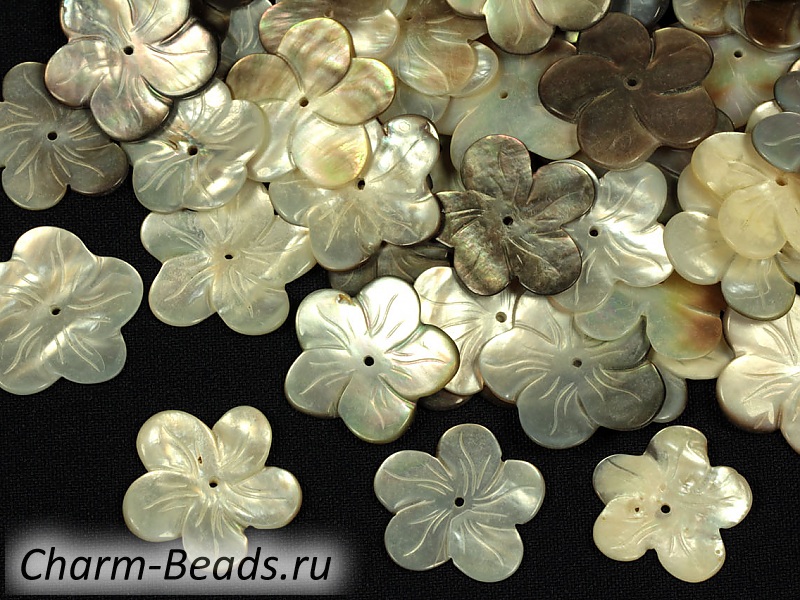 Резные бусины перламутра. Диаметр отверстия 1 мм. Цена указана за 1 бусину. Размеры указаны усредненные и могут отличаться между бусинами. | Интернет-магазин товаров для рукоделия